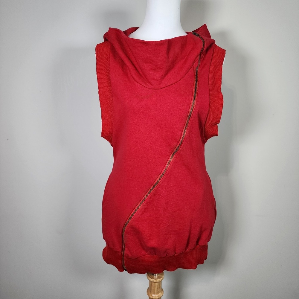 Didicat Sleeveless Hoodie Womens 36 Streetwear Asymmetric Zip Urban Vest Hip Hop